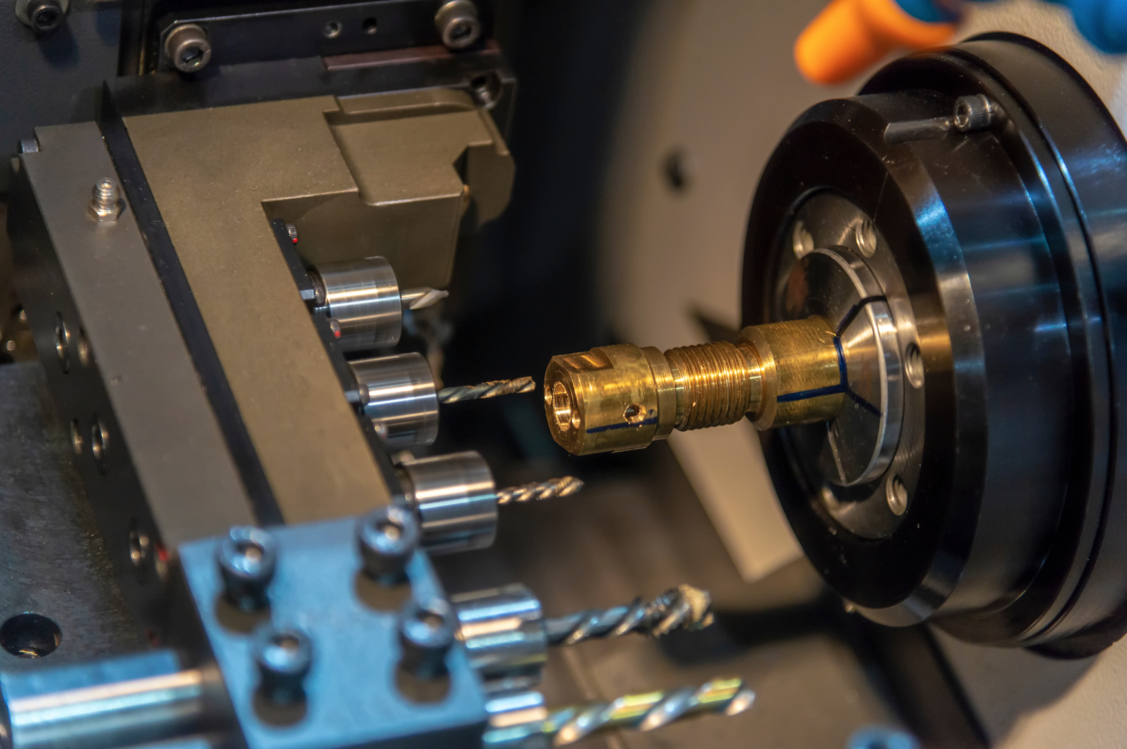 Swiss-style machine tools with large tool capacities like the one shown here have a better chance at competing in the automotive world than traditional CNC lathes and machining centers.